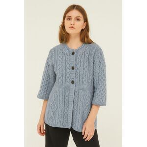 Kilronan Knitwear Blue Merino Wool Cable Cardigan Sweater Top  Women's Sz Medium